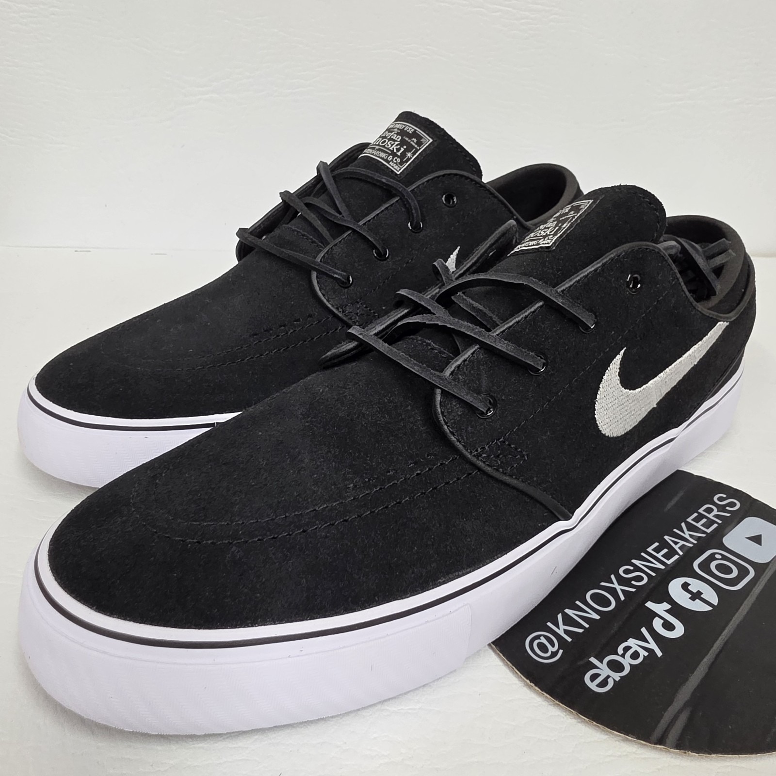 Nike Sb Stefan Janoski+ Black Suede Skate Shoesfd6757- 001 Men's Size 10.5